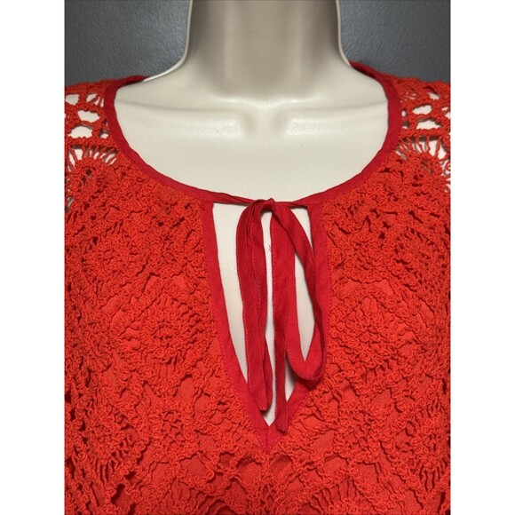 NWT Cinq a Sept Size 8 Crochet Orange Red Sweater Blouse Top New - Picture 7 of 11